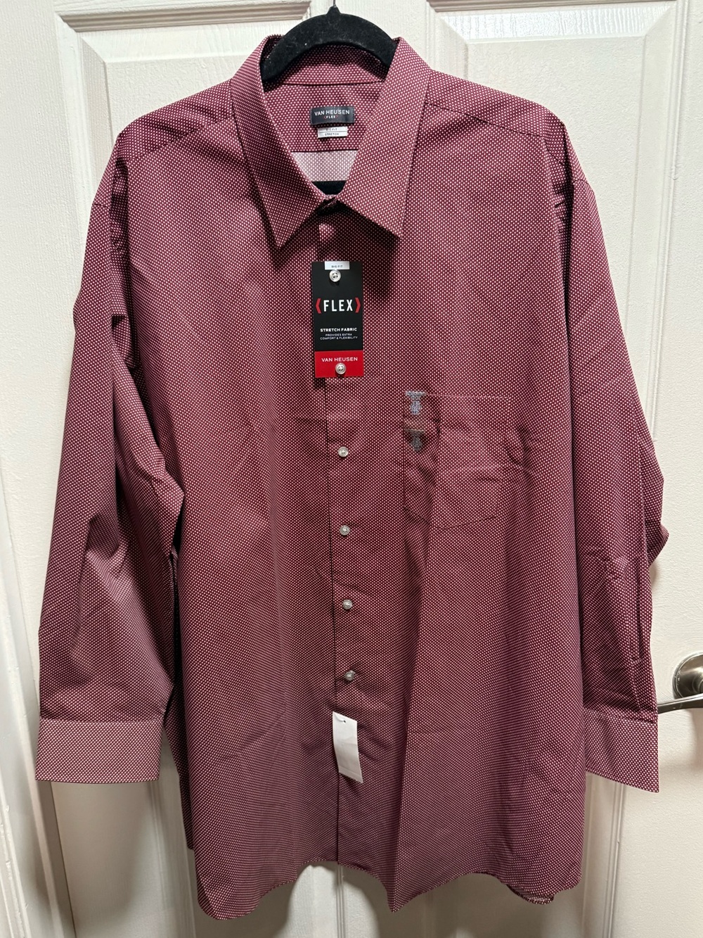 Van Heusen Men's Long Sleeve Dress Shirt Tuscan Red big fit flex XXL